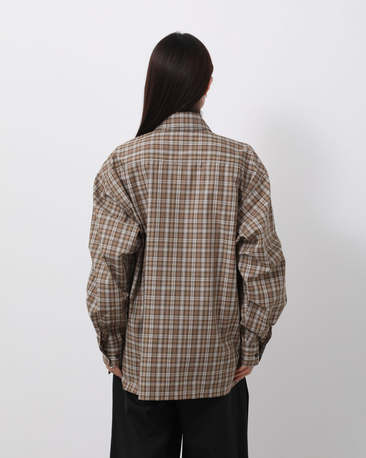 W's TECH SPORTS OPEN COLLAR SHIRT L/S GREN PLAID