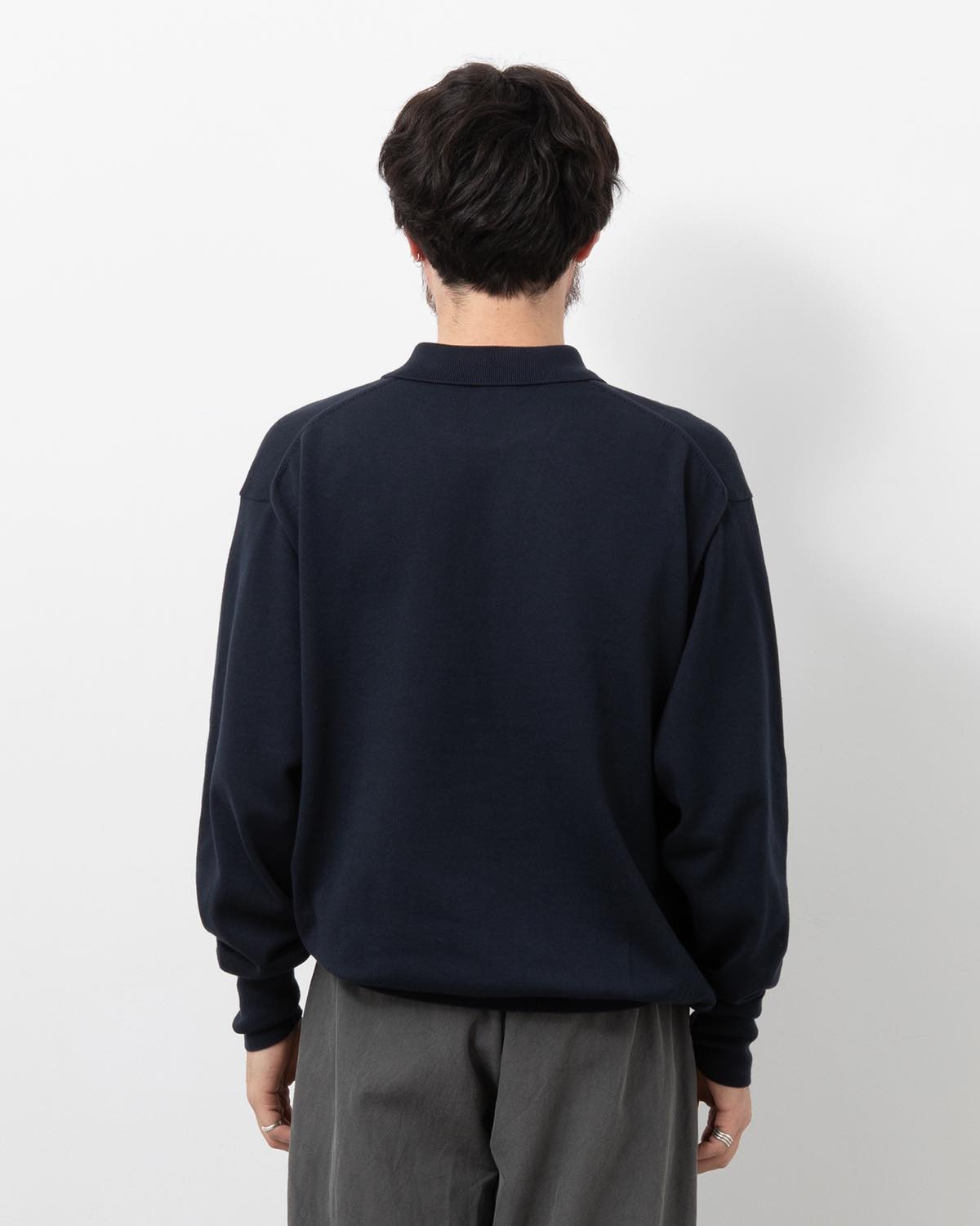 COTTON KNIT L/S POLO SHIRT
