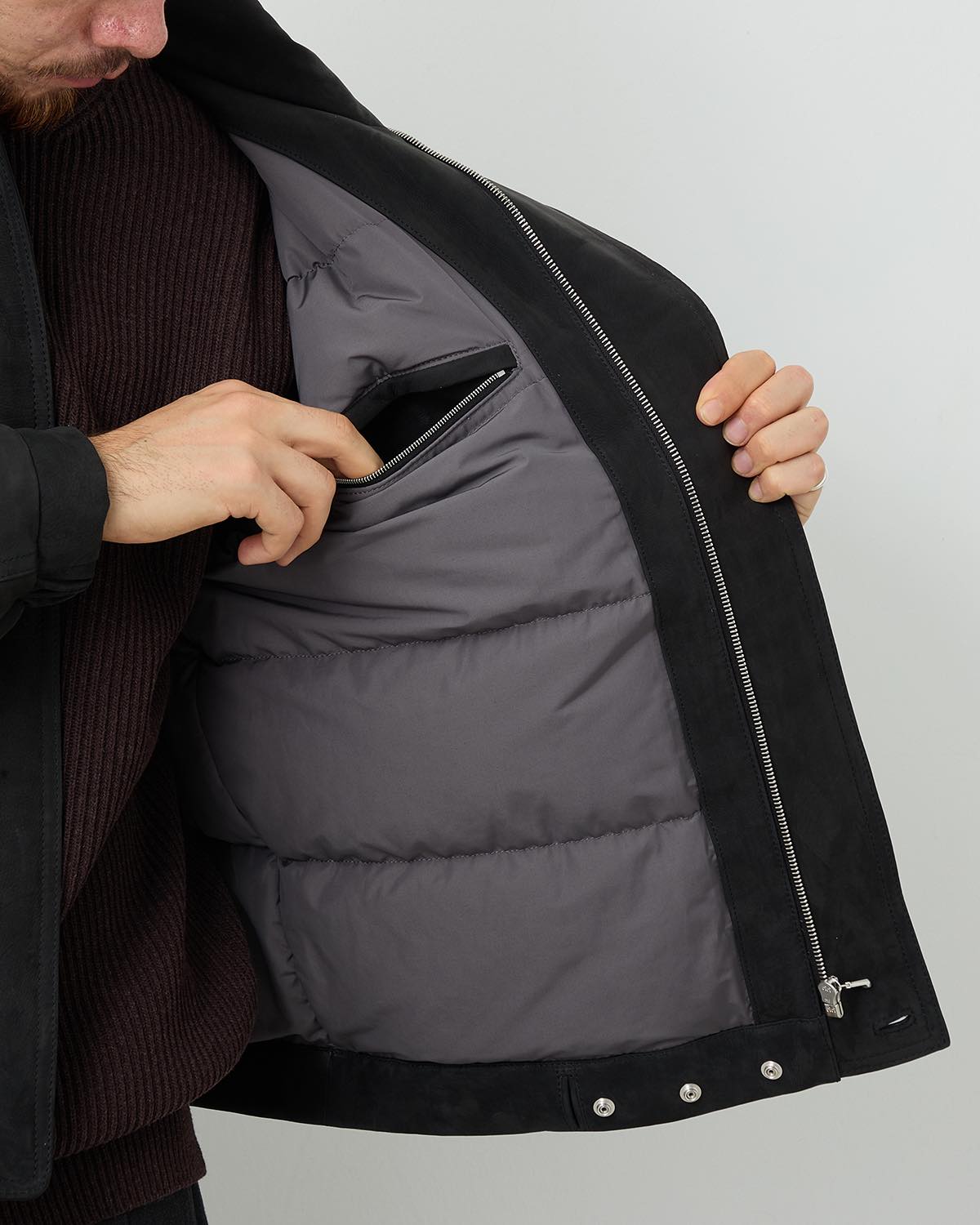 NUBUCK LEATHER DOWN JACKET