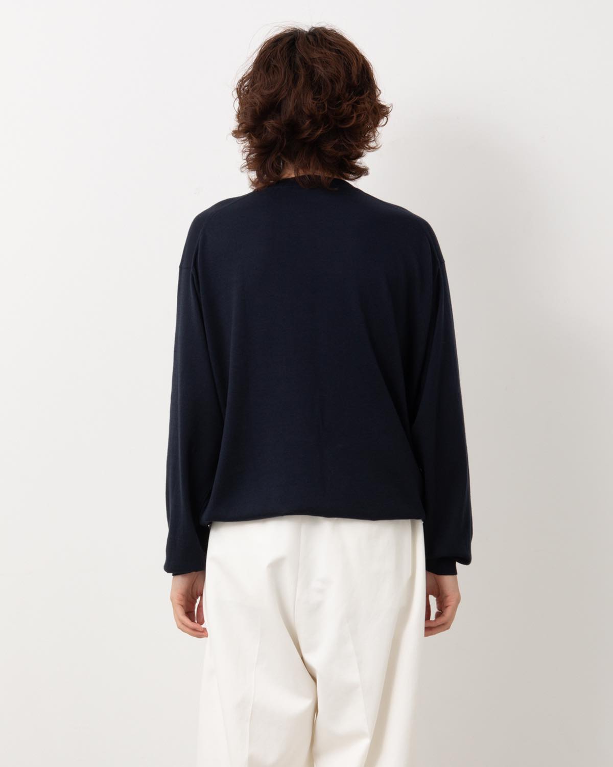 WOOL COTTON HIGH GAUGE CREW NECK SWEATER