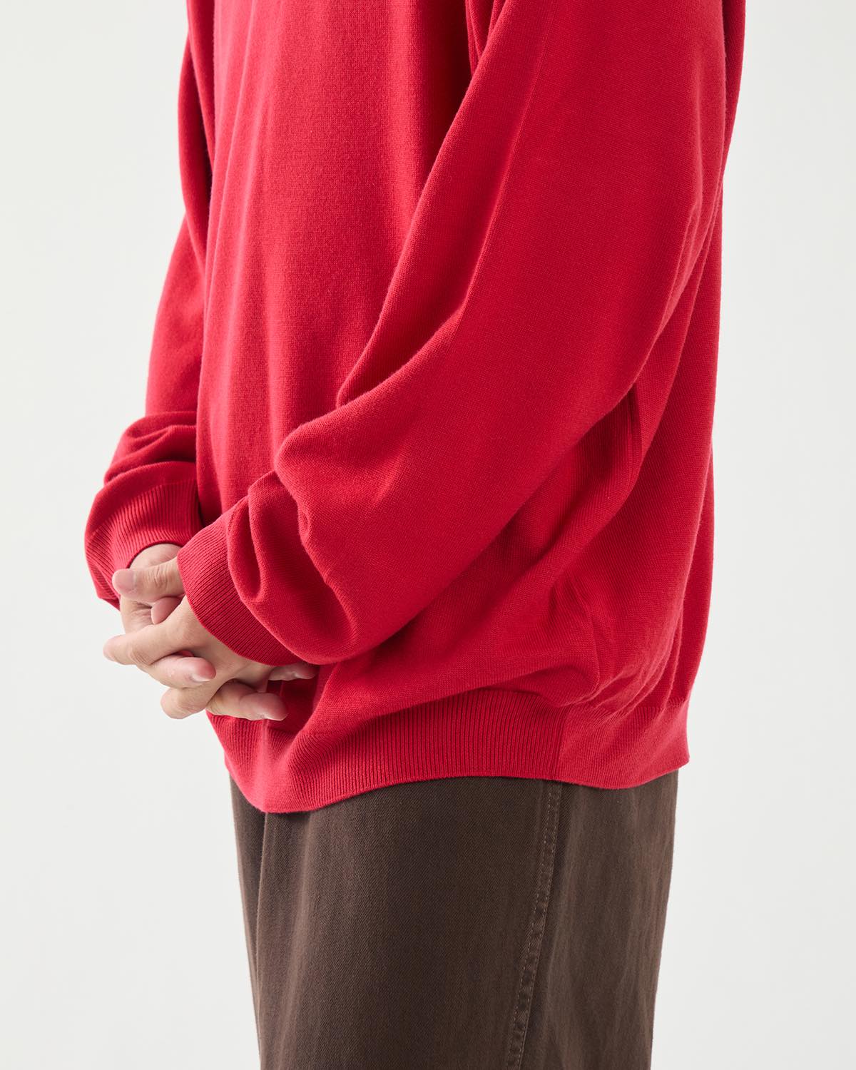 WOOL KNIT HENLEY NECK SWEATER