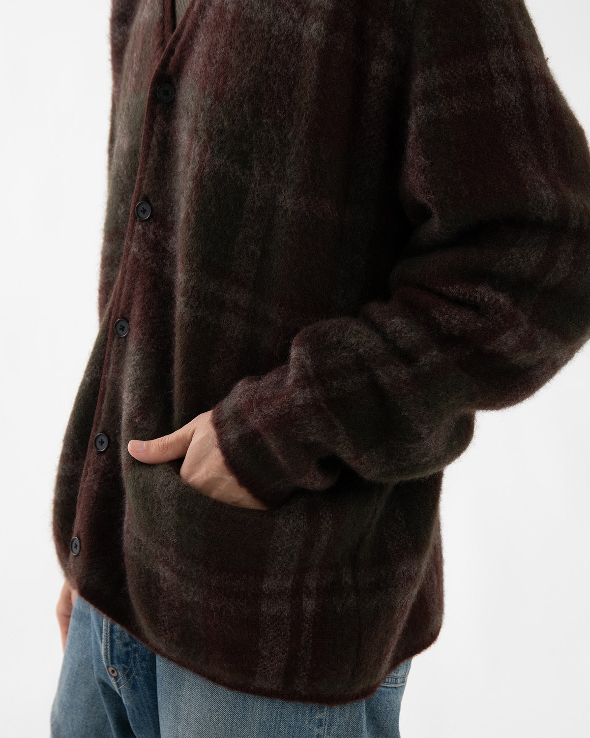 BRUSHED CASHMERE MIDDLE GAUGE CARDIGAN