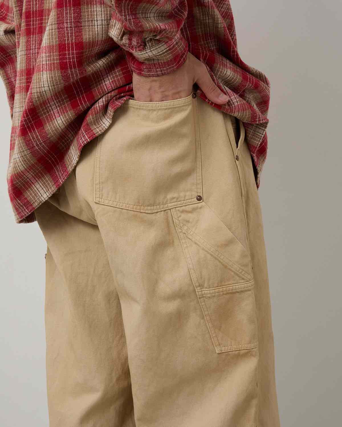 VINTAGE SILK HEMP PAINTER PANTS