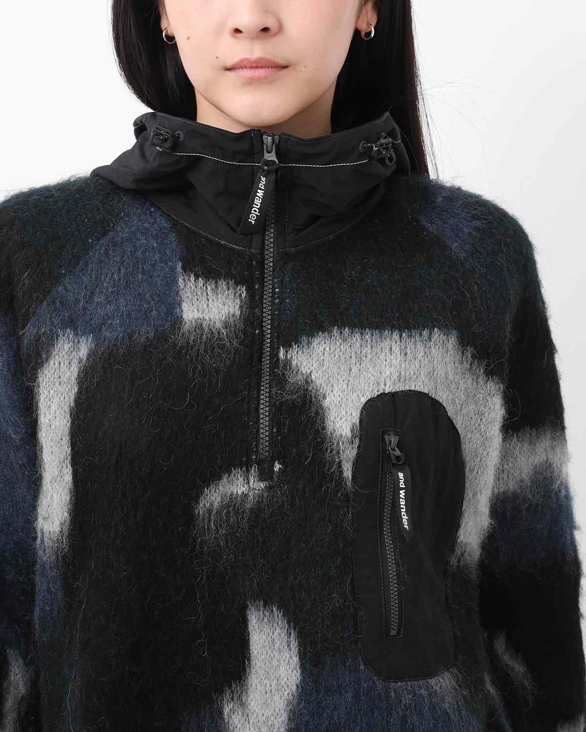 MIX COLOR SHAGGY KNIT HOODIE (WOMEN'S)