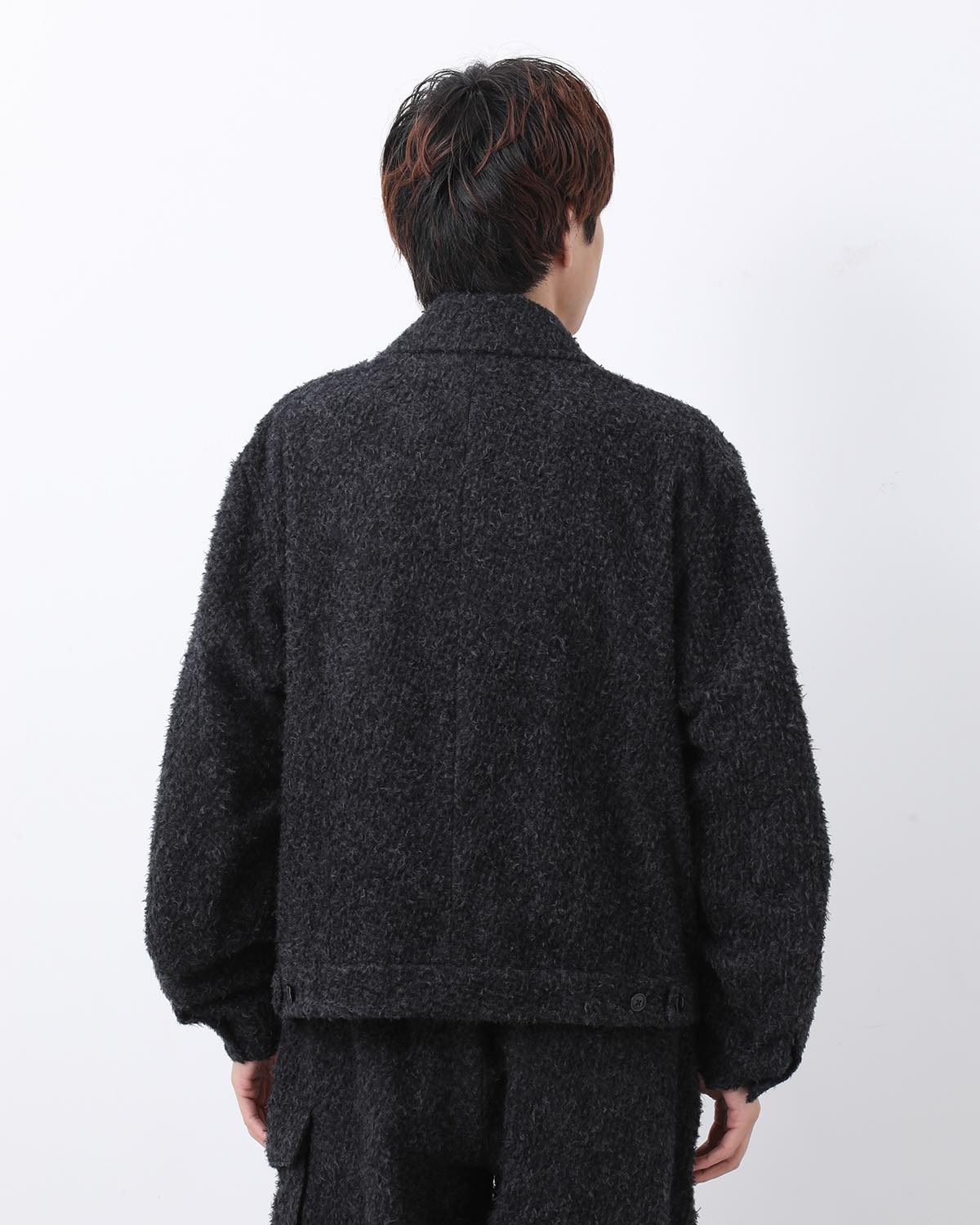 BRUSHED WOOL ZIP SHORT JACKET