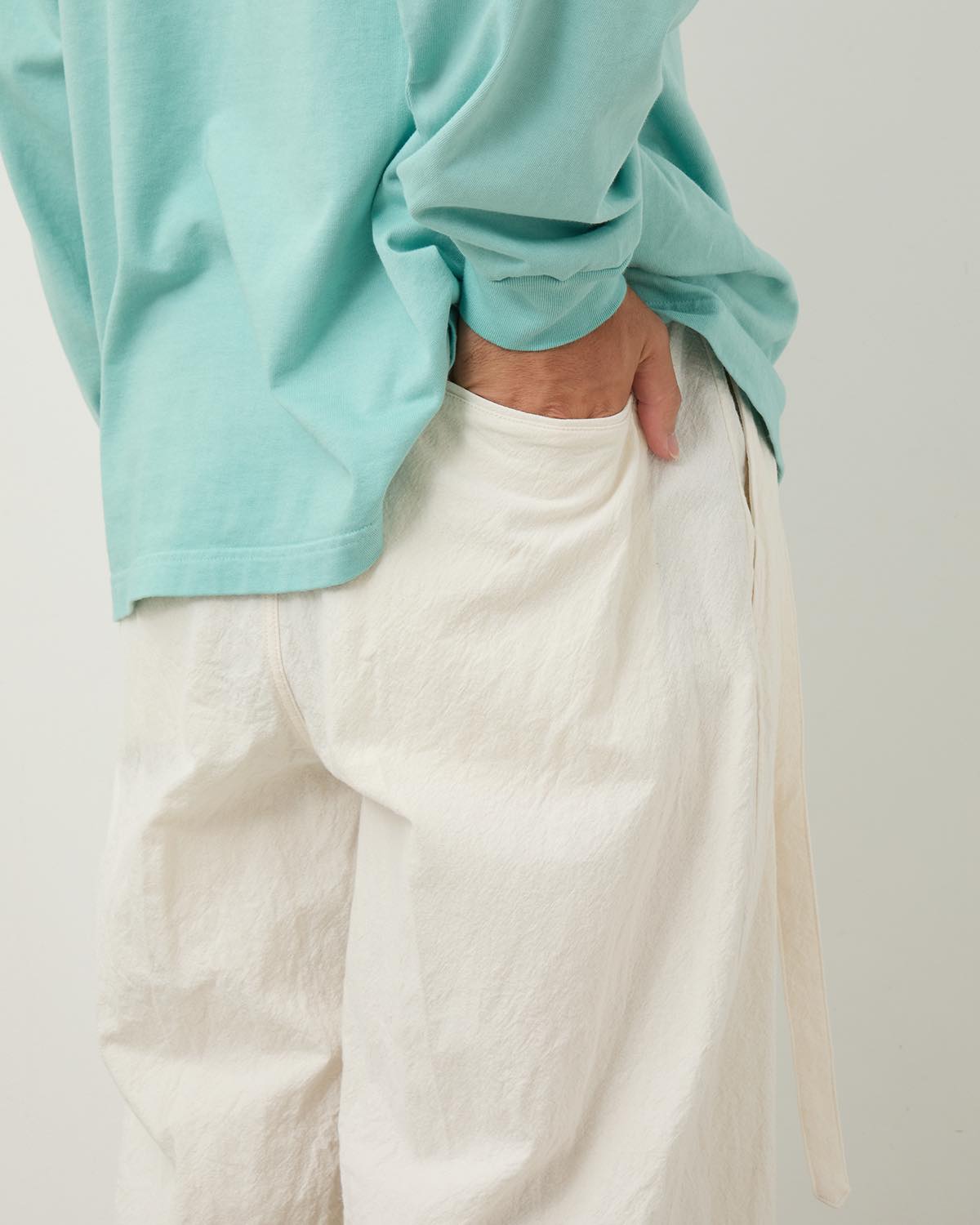 LINEN COTTON BELTED TROUSERS