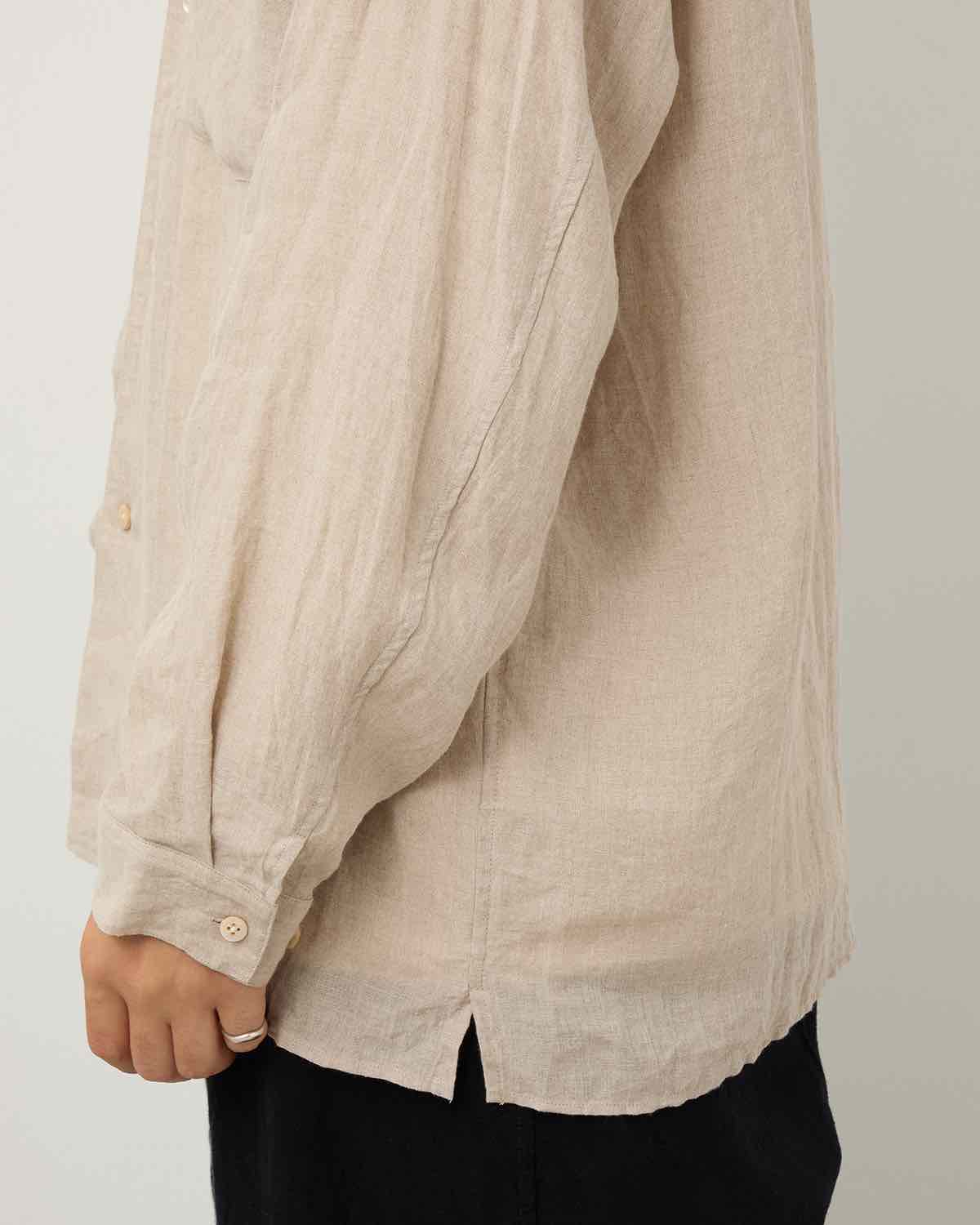 LINEN OPEN-COLLAR SHIRT L/S