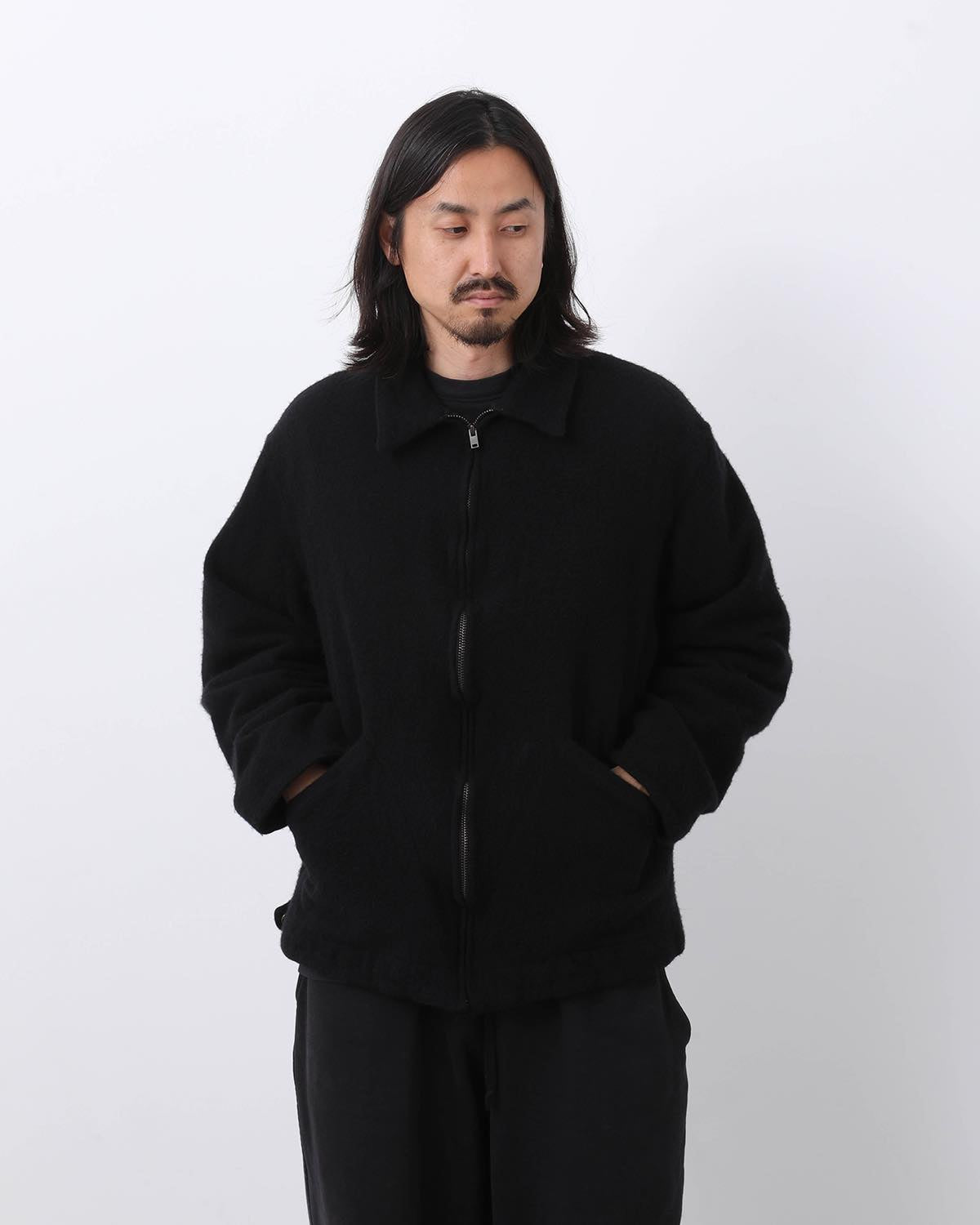 FELTED WOOL ZIP SHORT JACKET