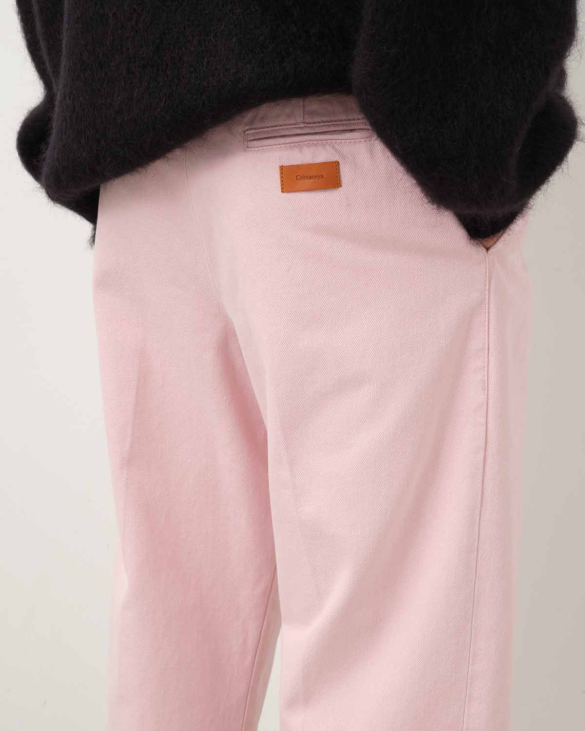 PLEATED DENIM TROUSERS