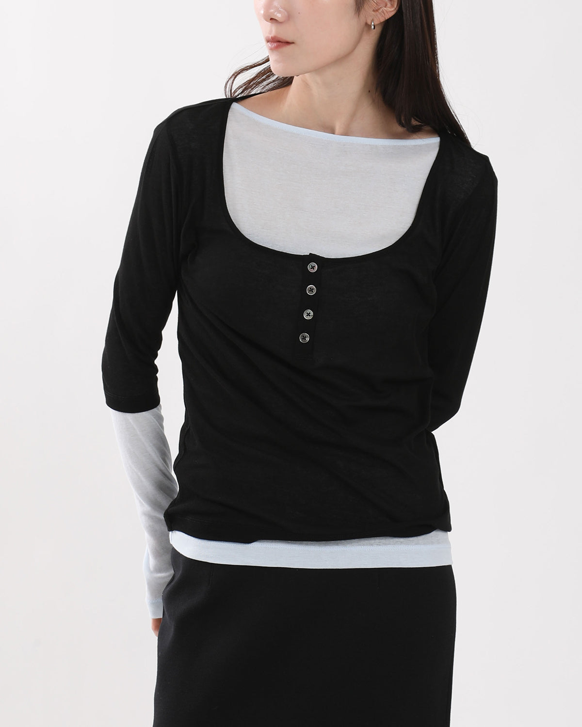 SHEER RIB HENRY T-SHIRT