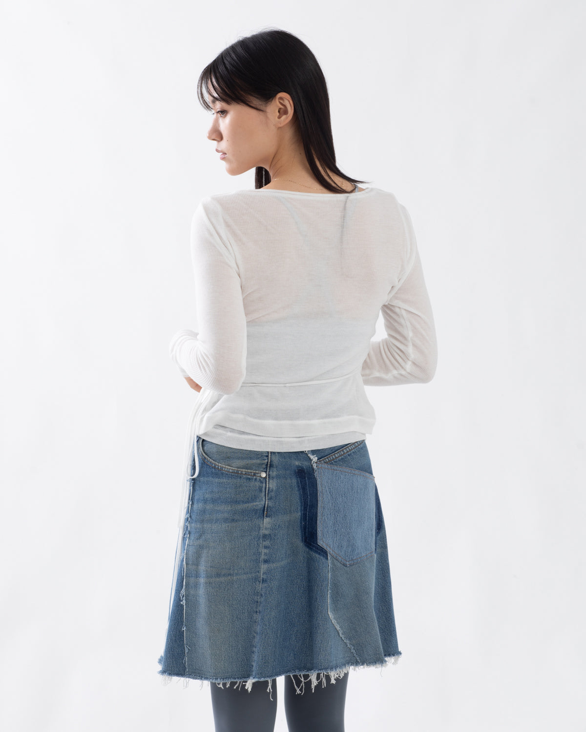 SHEER RIB TIE CARDIGAN