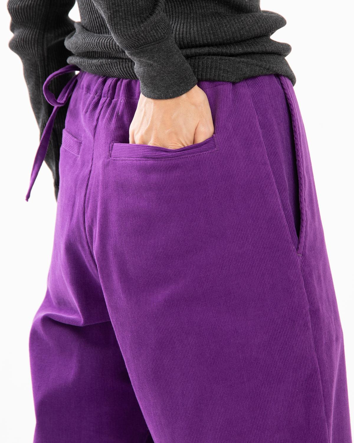 CORDUROY SIDE TIE EASY PANTS
