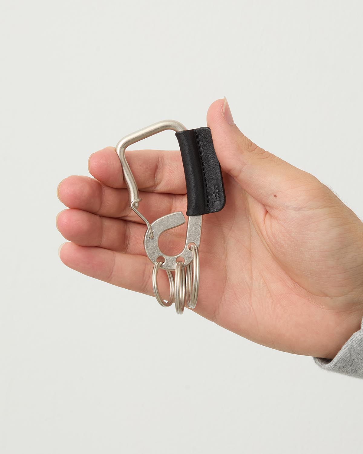 CARABINER KEY RING with HORSE LEATHER