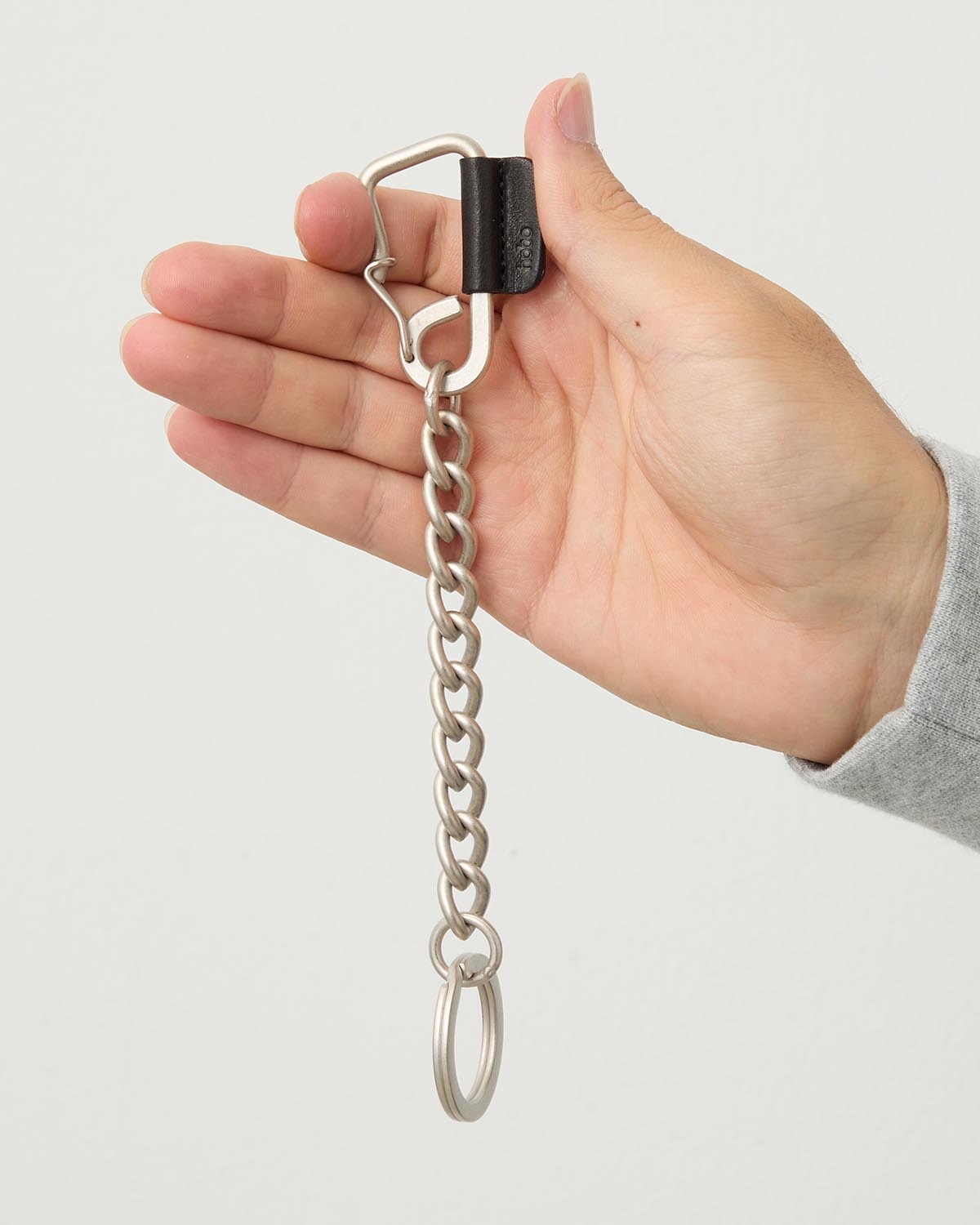 CARABINER CHAIN KEY RING with HORSE LEATHER