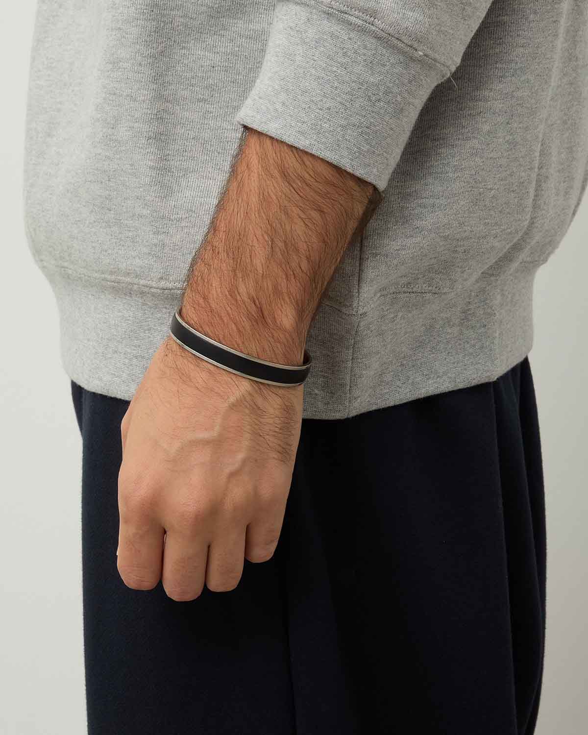 BRASS BRACELET NARROW with HORSE LEATHER