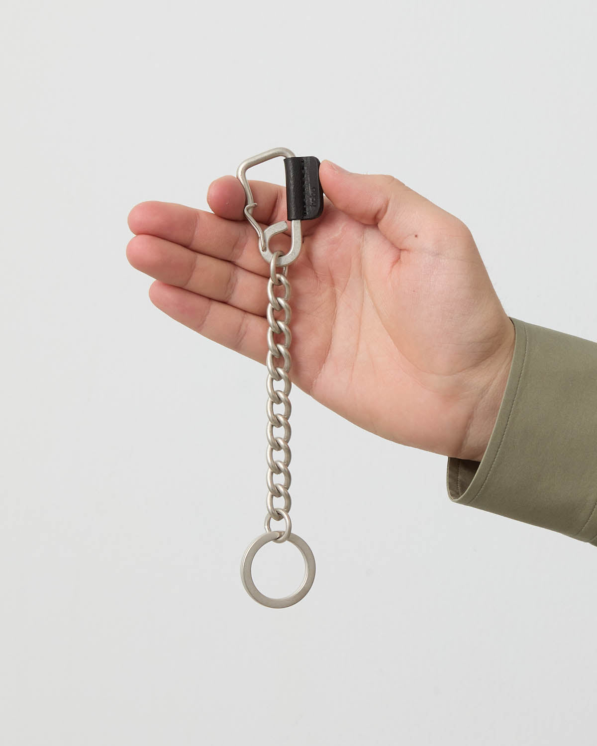CARABINER CHAIN KEY RING with HORSE LEATHER