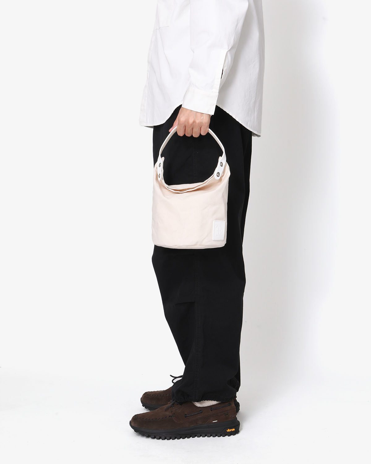 HANDLE POUCH DUCK CANVAS with COW LEATHER