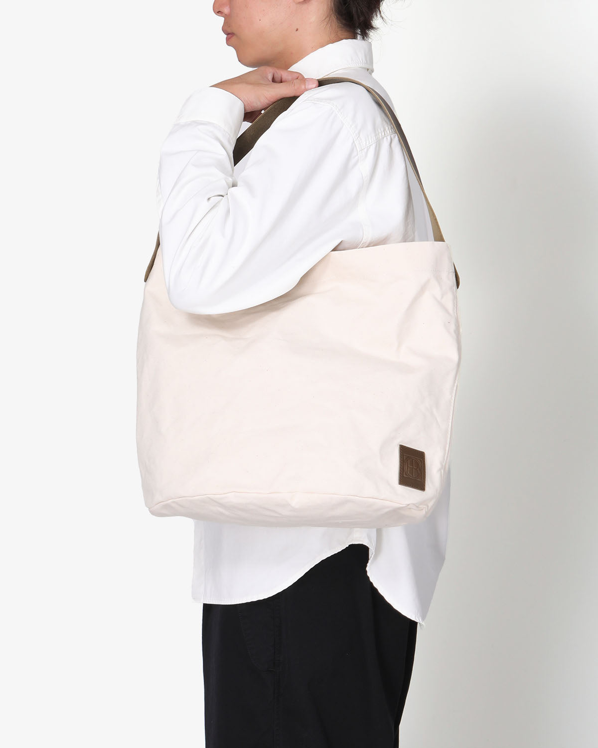 SHOULDER BAG DUCK CANVAS with COW LEATHER