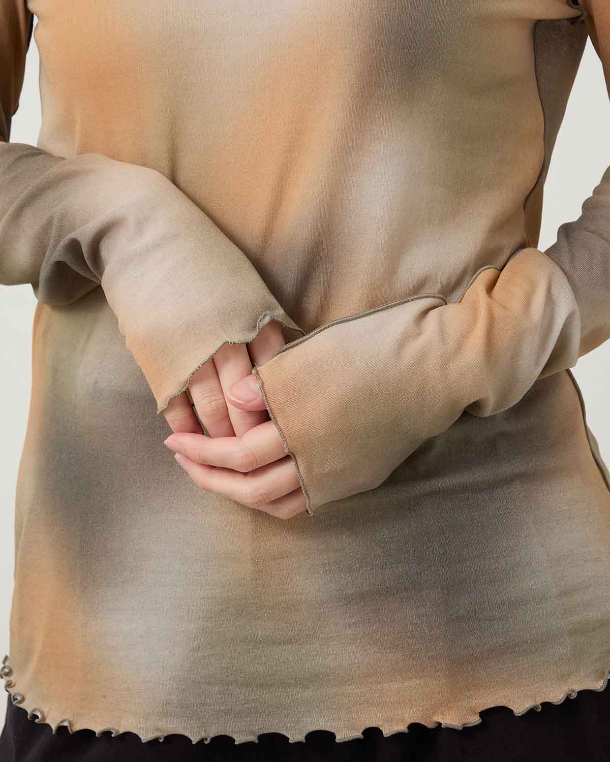 BLUR-PAINTED PRINT RIB LS PO