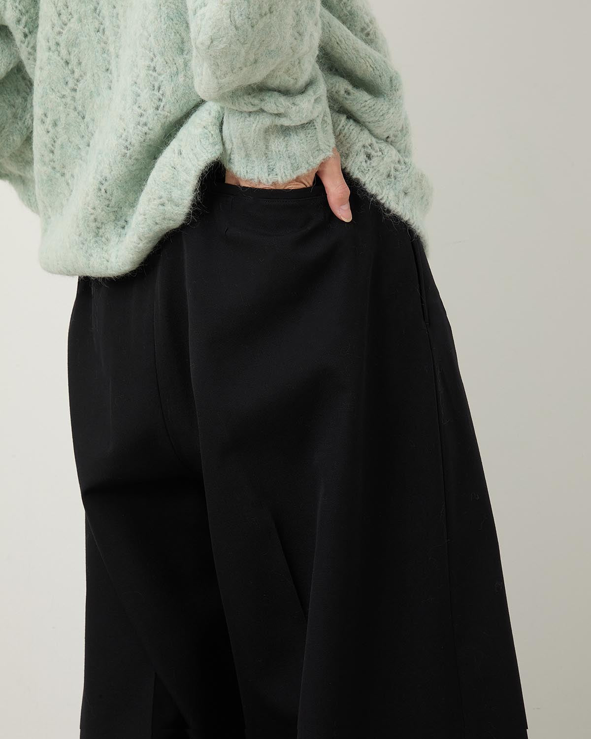 WOOL TWILL DRAWSTRINGS SUPER WIDE PANTS