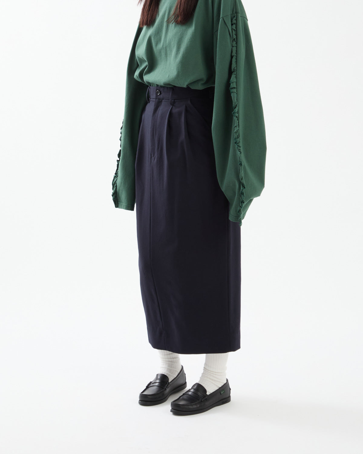 WOOL DRAWSTRINGS 2TUCK SKIRT