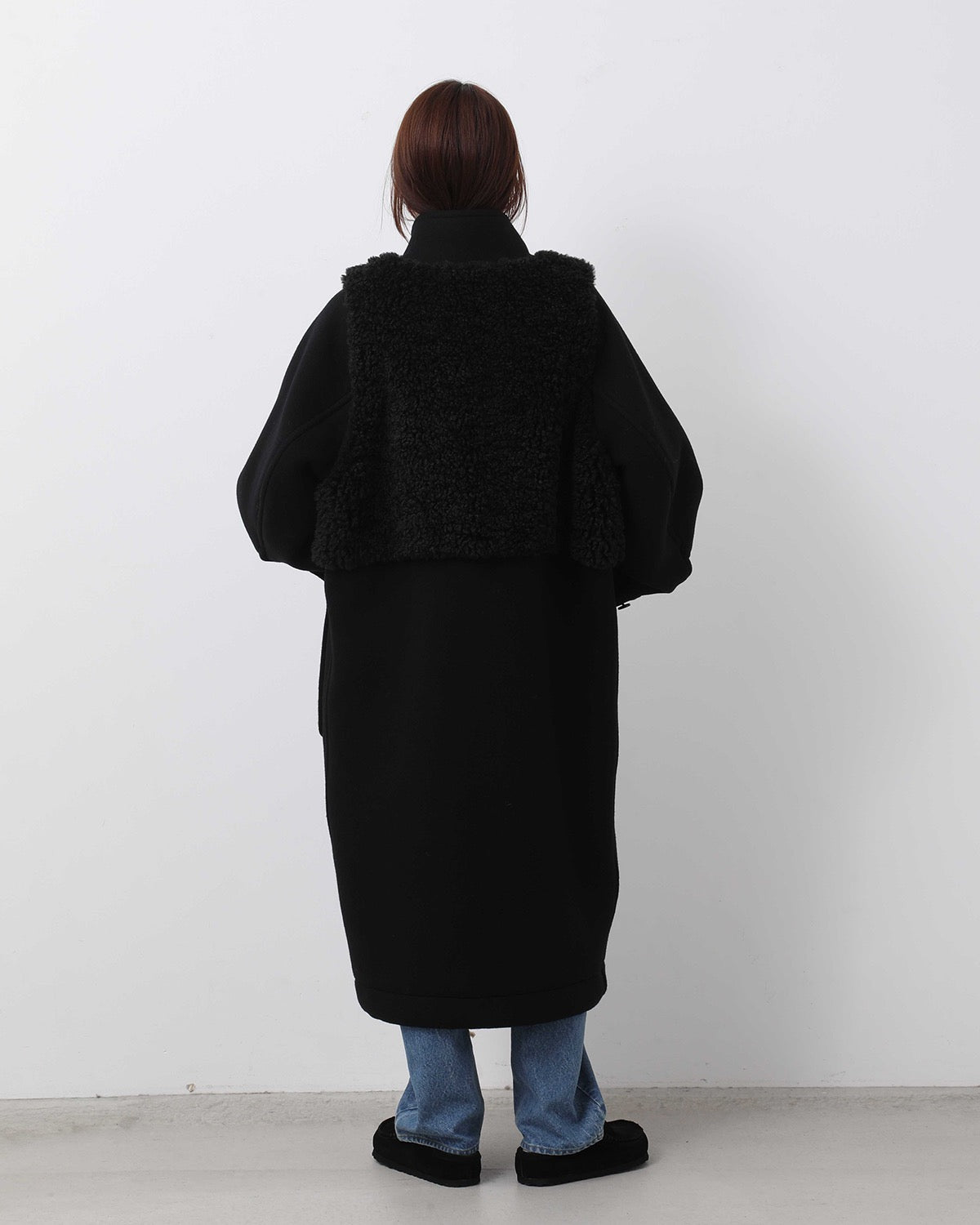 DOUBLE FACE FAUX SHEARLING DUFFLE COAT