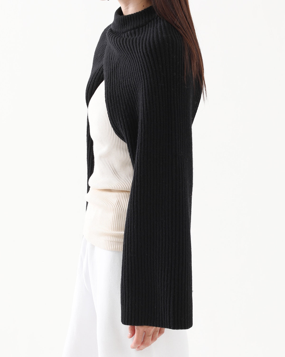 RIBBED-KNIT WOOL CROPPED BOLERO