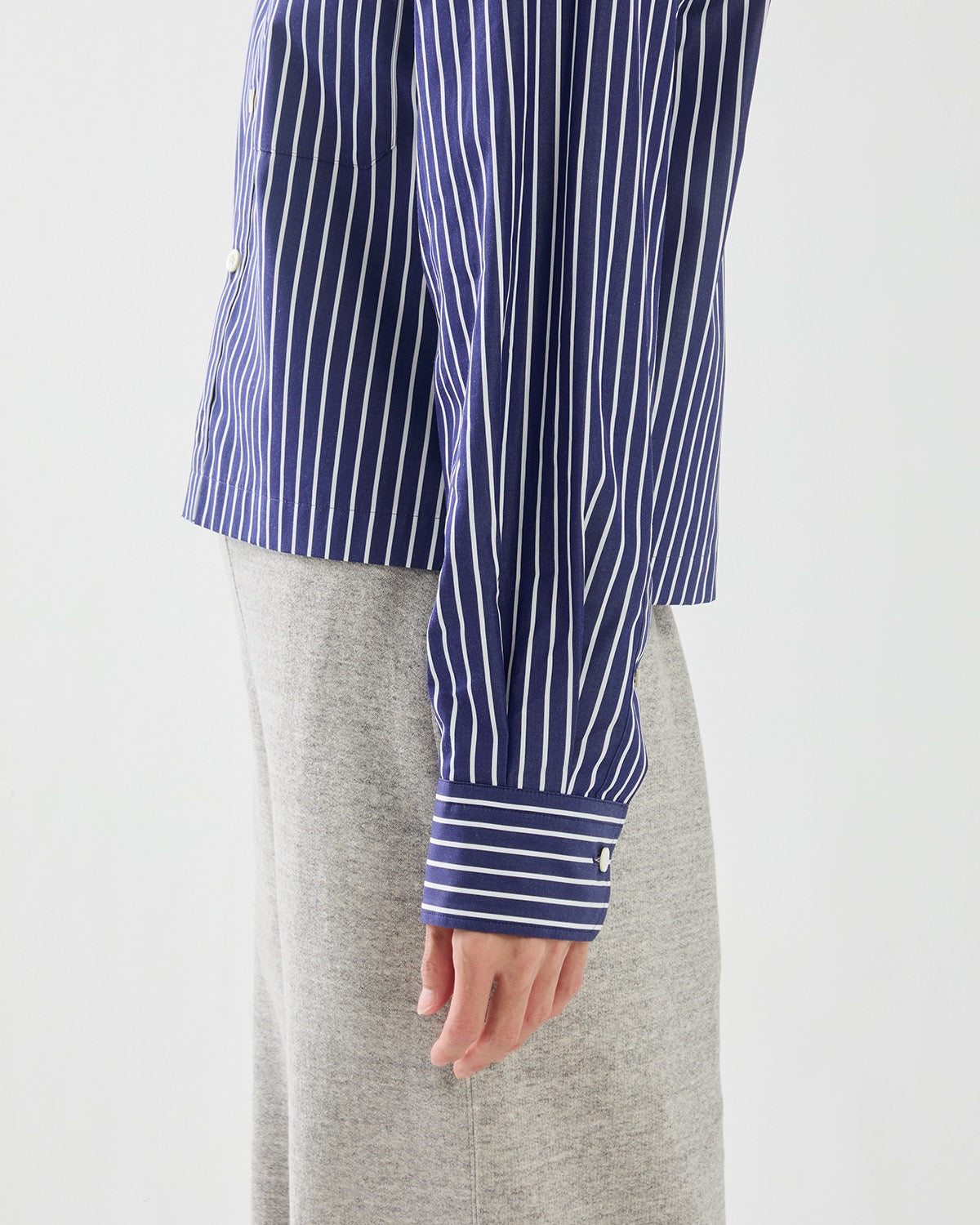 PENCIL STRIPED CROPPED B.D SHIRT