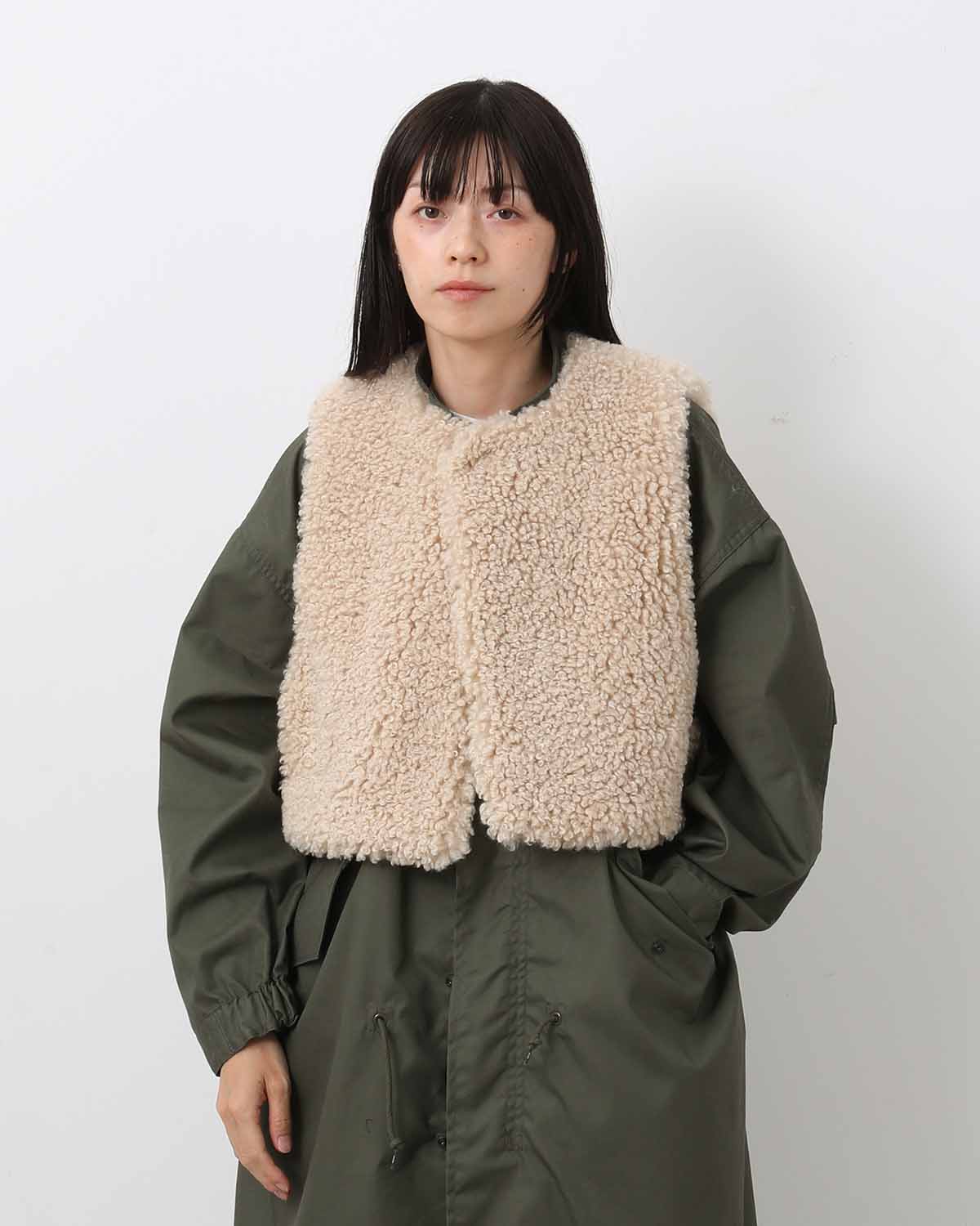 2023AW　HYKE 　FAUX SHEARLING CROPPED VEST FAUX SHEARLING CROPPED VEST – COVERCHORD