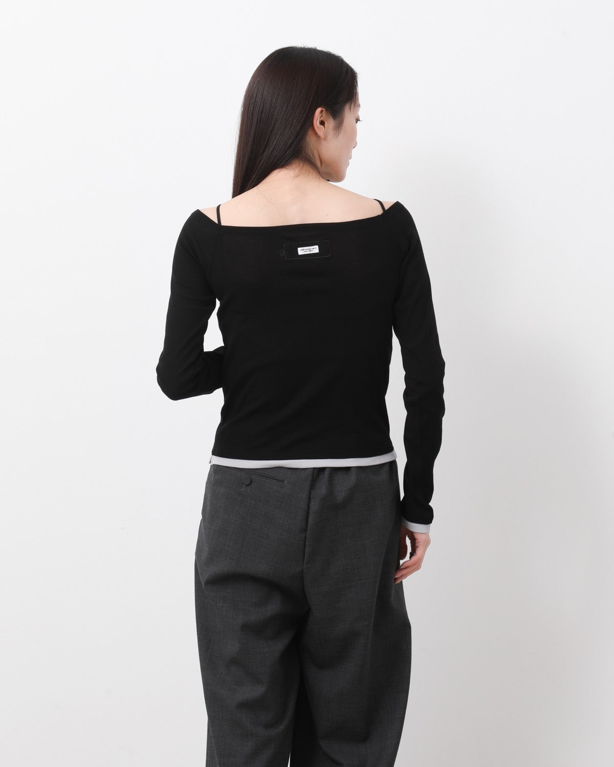 COTTON OFF SHOULDER LAYERED PULLOVER