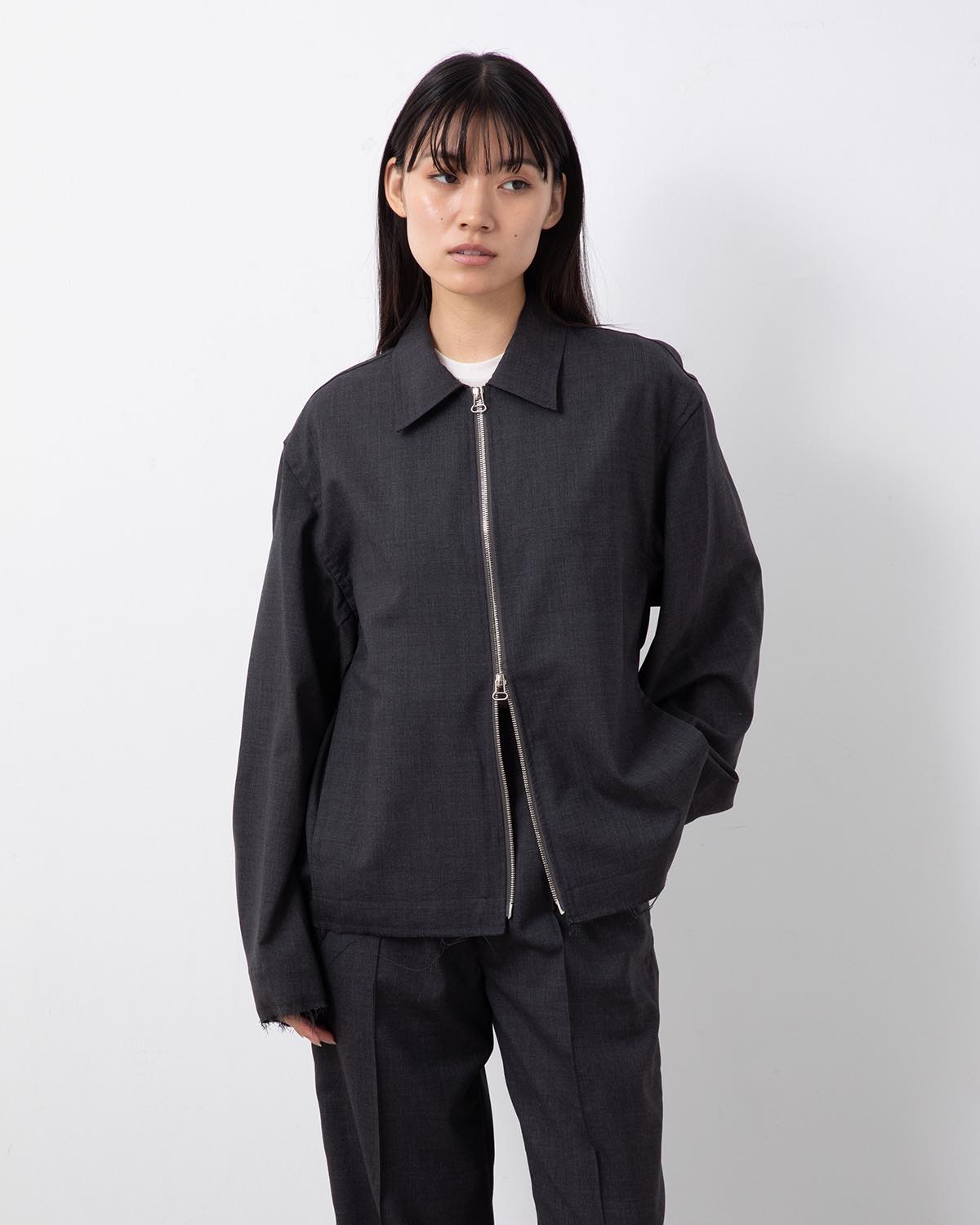 WASHABLE WOOL TROPICAL ZIP BLOUSON