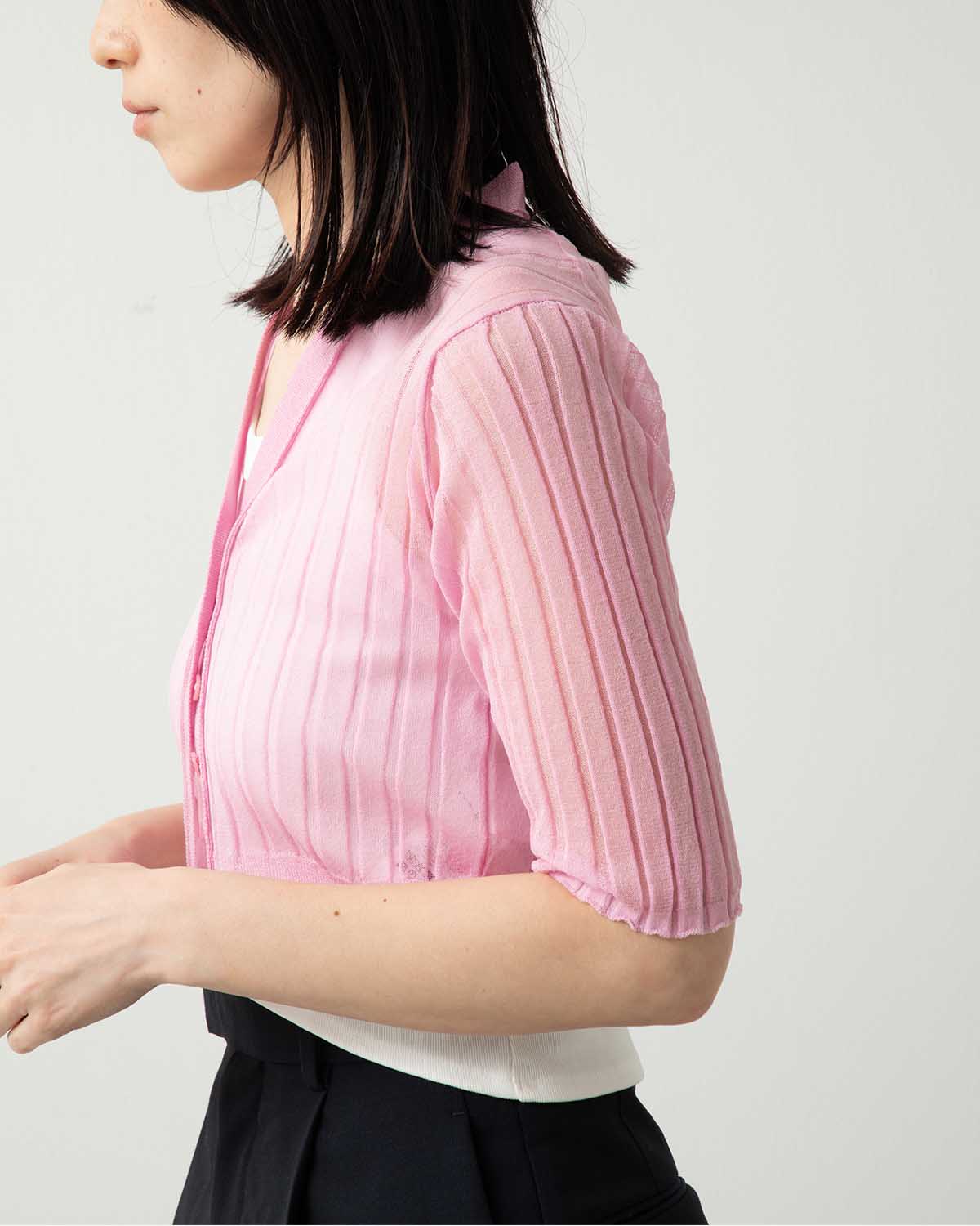16G COTTON POLYESTER SHORT CARDIGAN