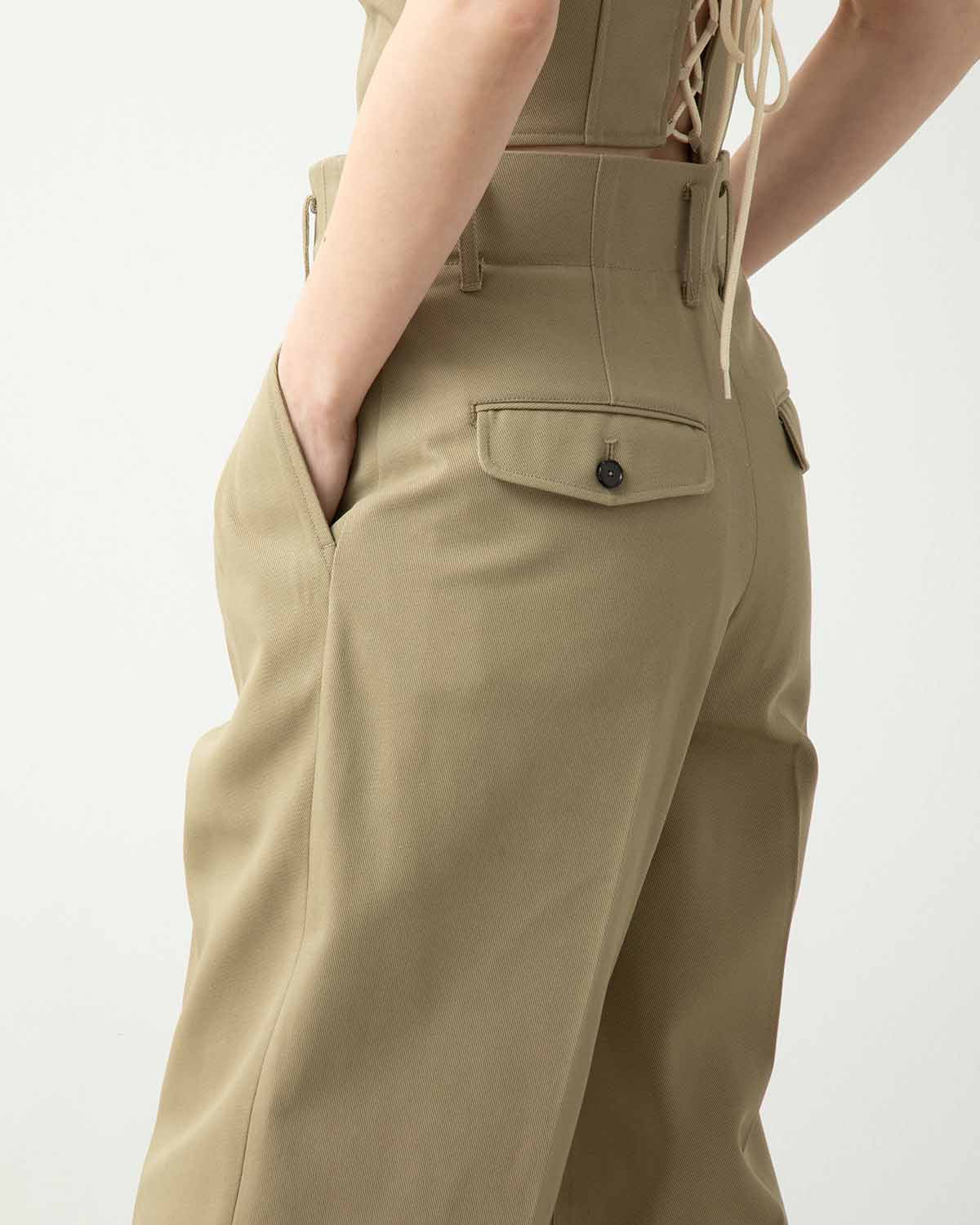 COTTON POLYESTER TWILL TWO TUCK PANTS