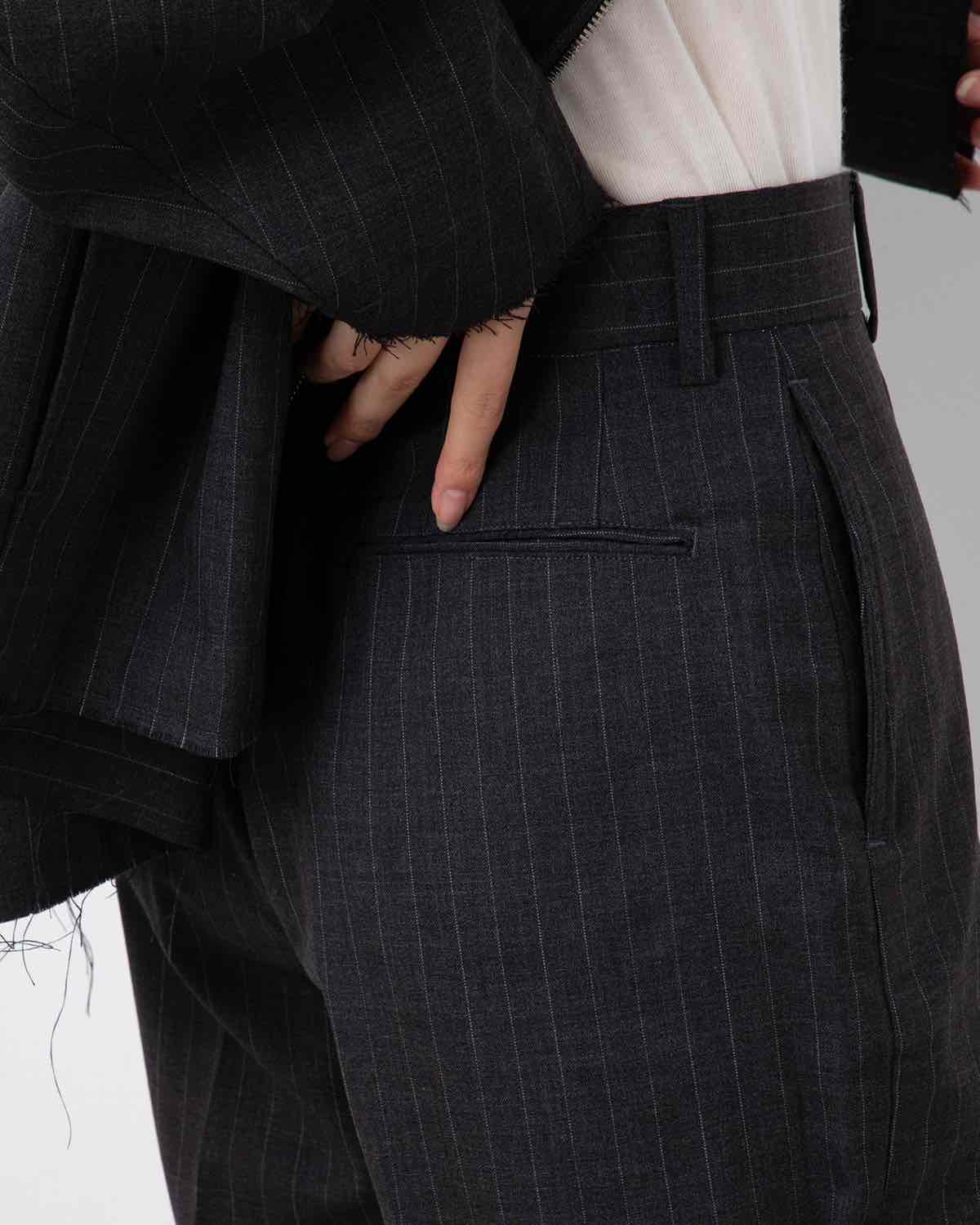 STRIPE WOOL TROPICAL SLACKS