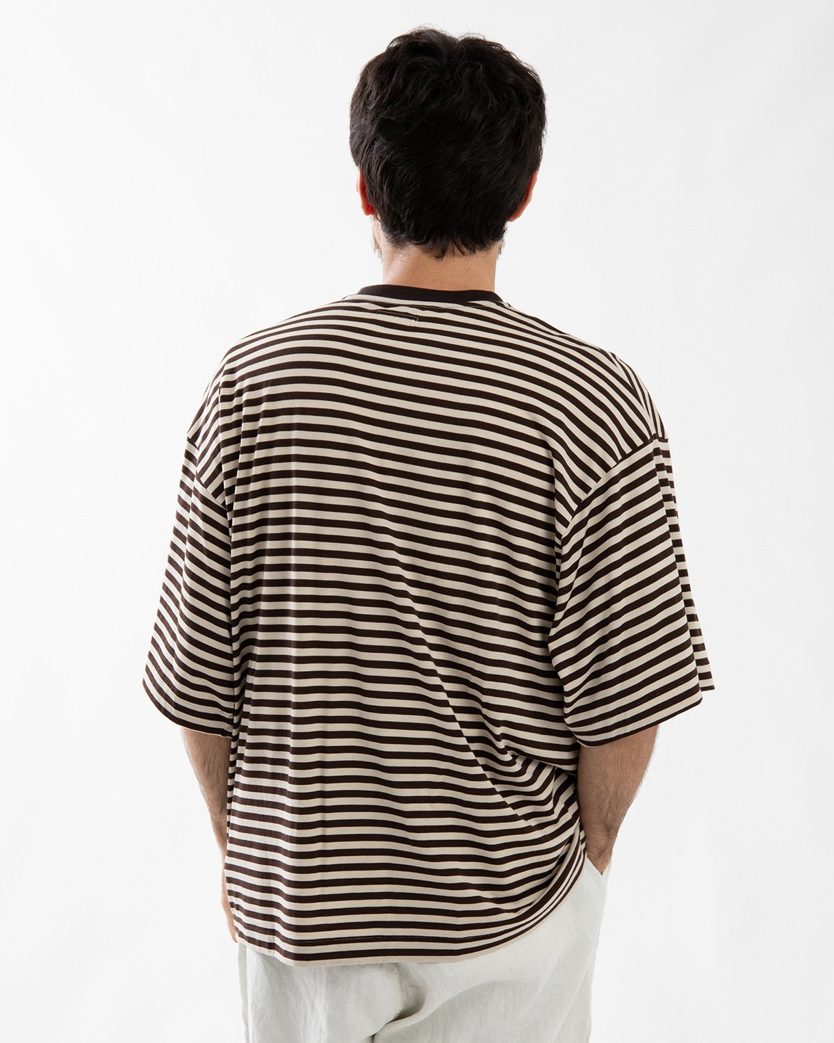 WOOL STRIPE HALF SLEEVE TEE