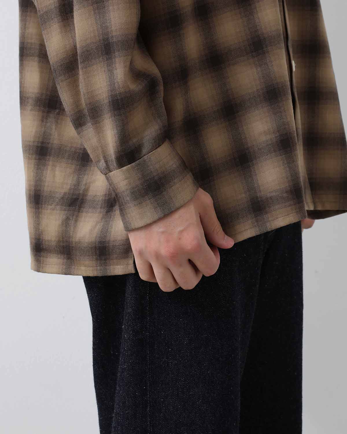 WOOL OMBRE OPEN COLLARED SHIRT