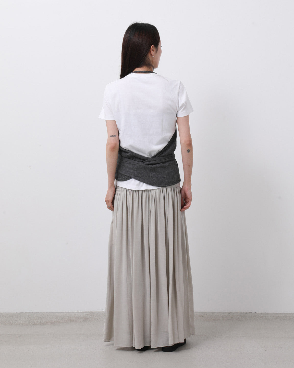 DRAPED SHIRRED LONG SKIRT