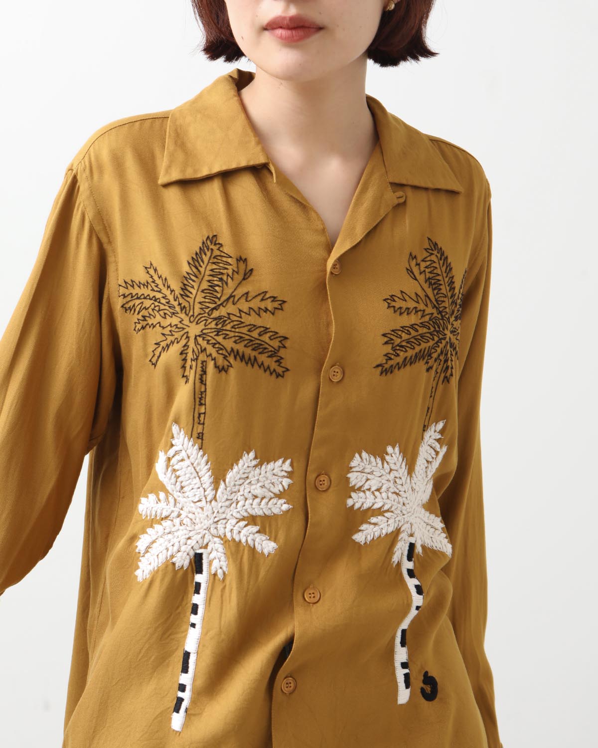 PARM TREE HAND EMBROIDERY LS SHIRT