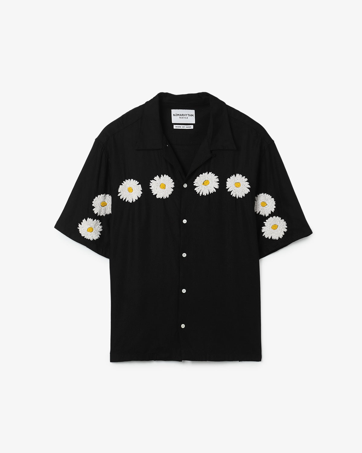 FLOWER EMBROIDERY OPEN COLLAR SS SHIRT – COVERCHORD