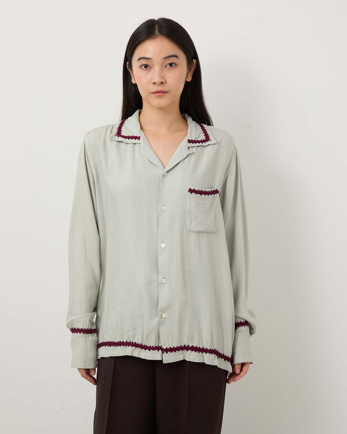 TRIM EMBROIDERY OPEN COLLAR SHIRT – COVERCHORD