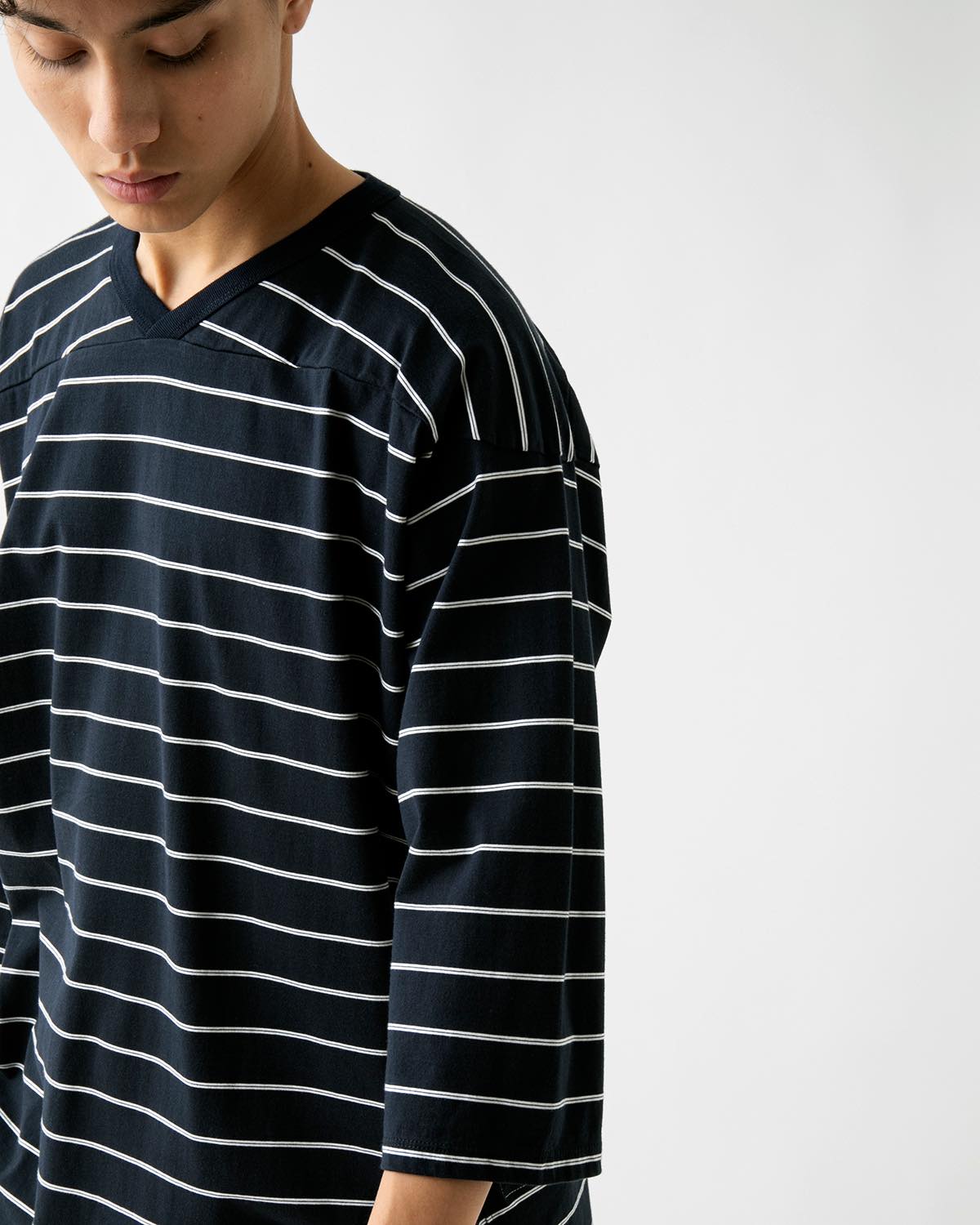 COACH Q/S V-NECK TEE BORDER COTTON JERSEY