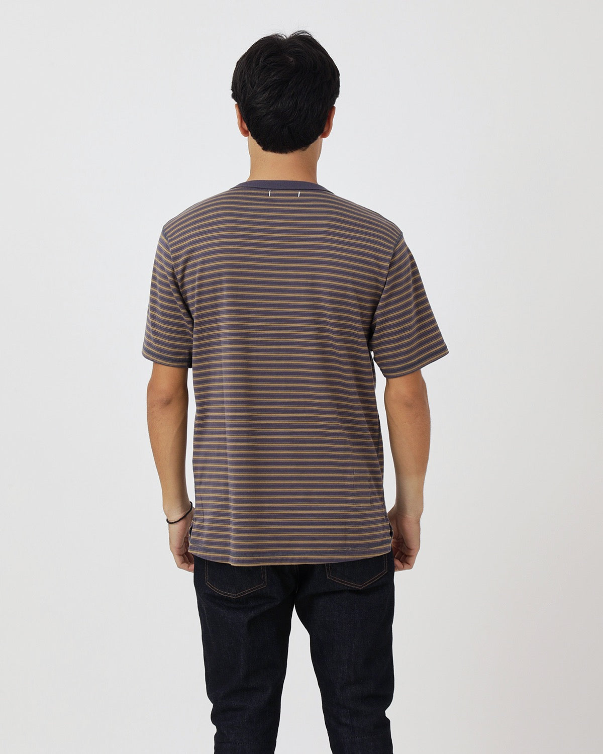 DWELLER S/S HENRY NECK TEE COTTON JERSEY BORDER