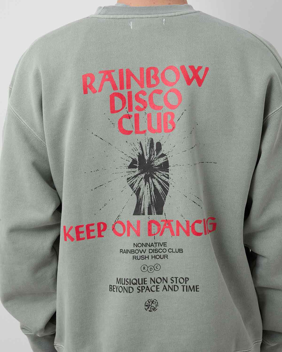 RUSH HOUR × nonnative × RAINBOW DISCO CLUB CREWNECK SWEAT