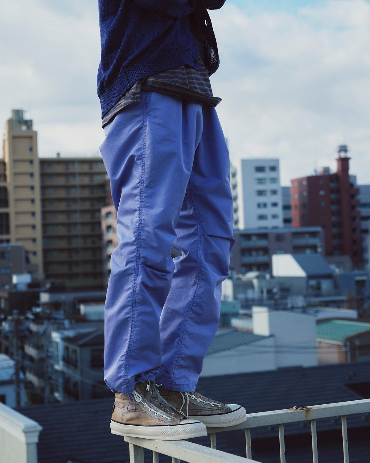 DWELLER TRAINER 2 HI COTTON TWILL OMBRE CHECK by Rafu WITH GORE-TEX