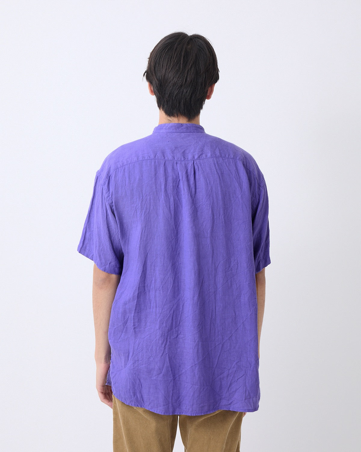 OFFICER STAND COLLAR S/S SHIRT LINEN CANVAS