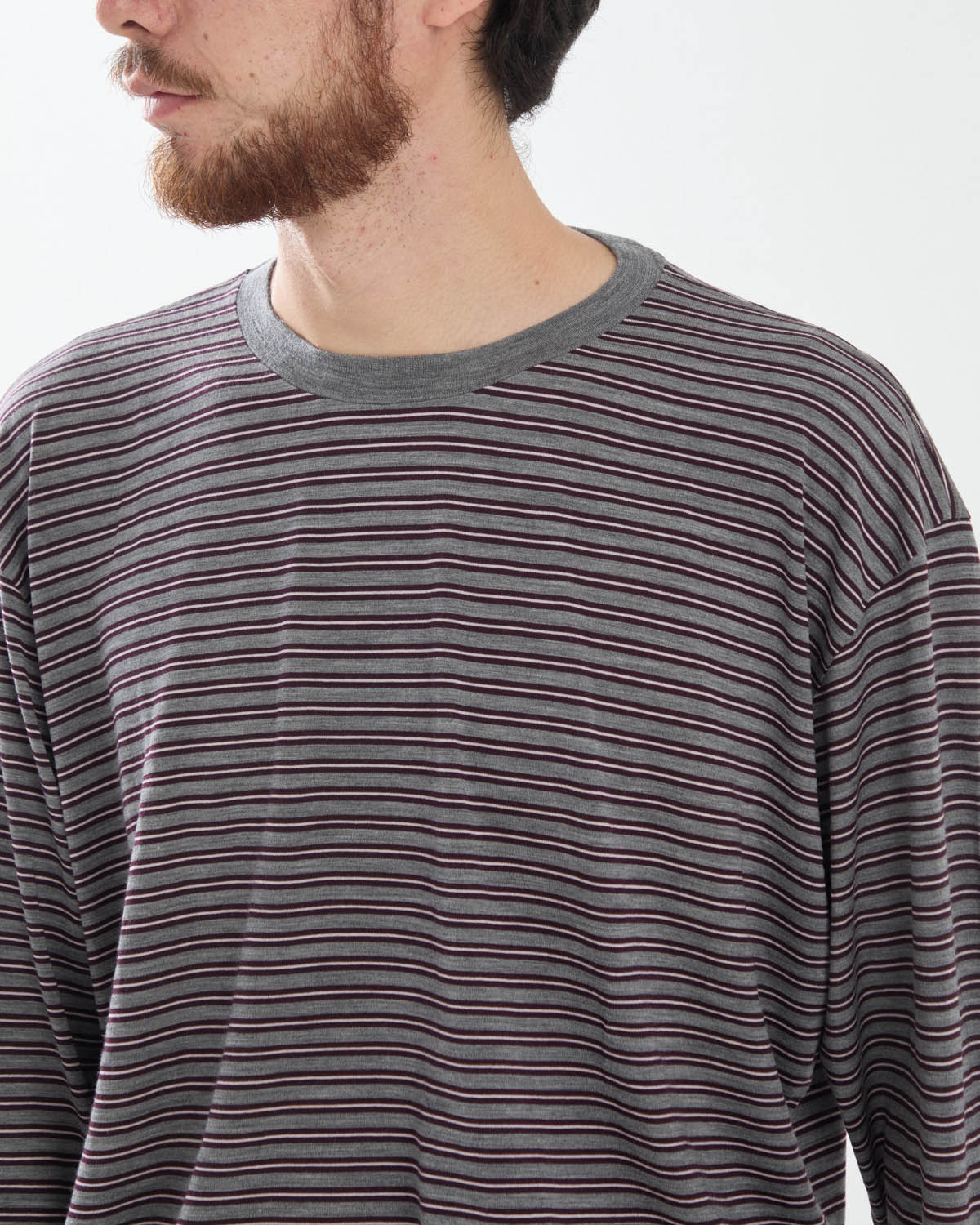 SOFT SMOOTH WOOL STRIPE JERSEY L/S TEE