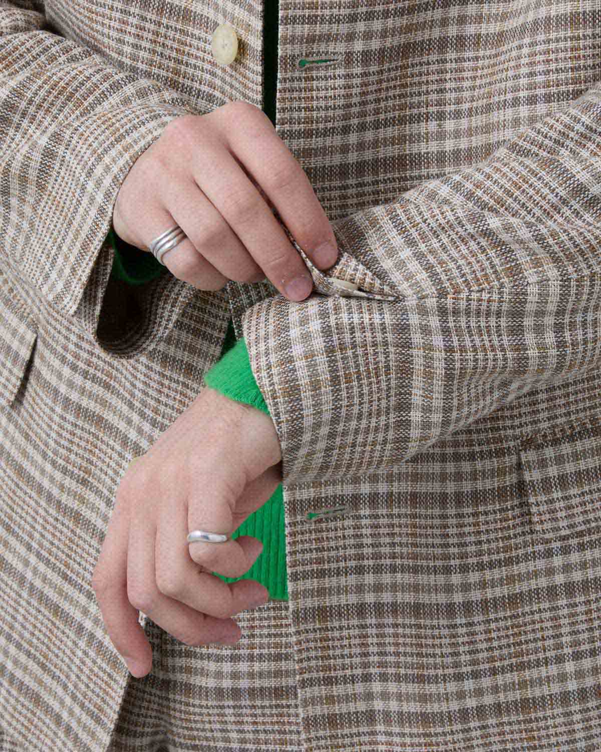 SILK LINEN NEP CHECK JACKET