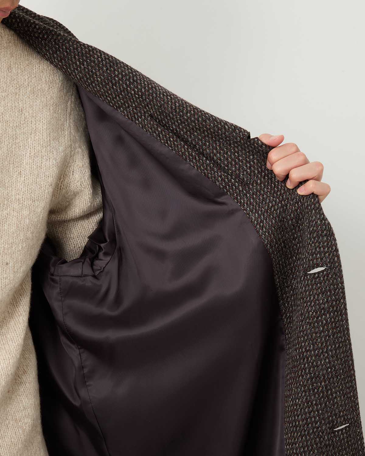 ALPACA WOOL SILK TWEED SOUTIEN COLLAR COAT