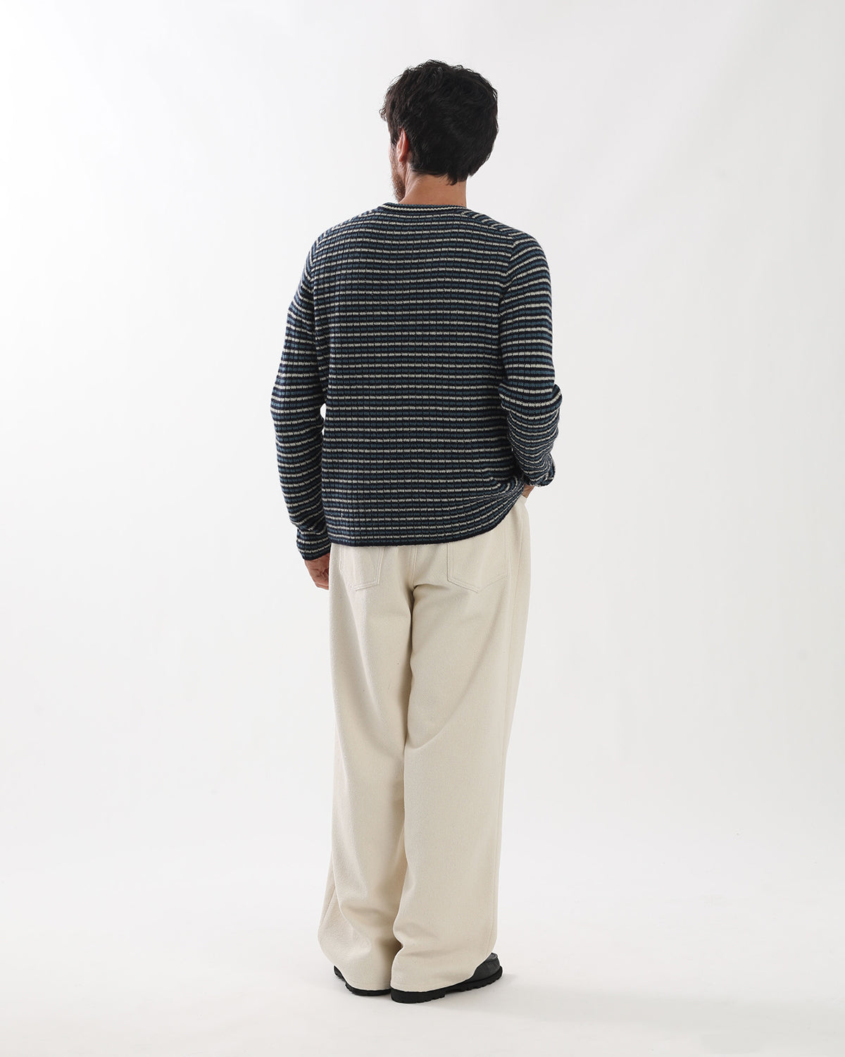 SILK NEP DENIM 5P WIDE PANTS