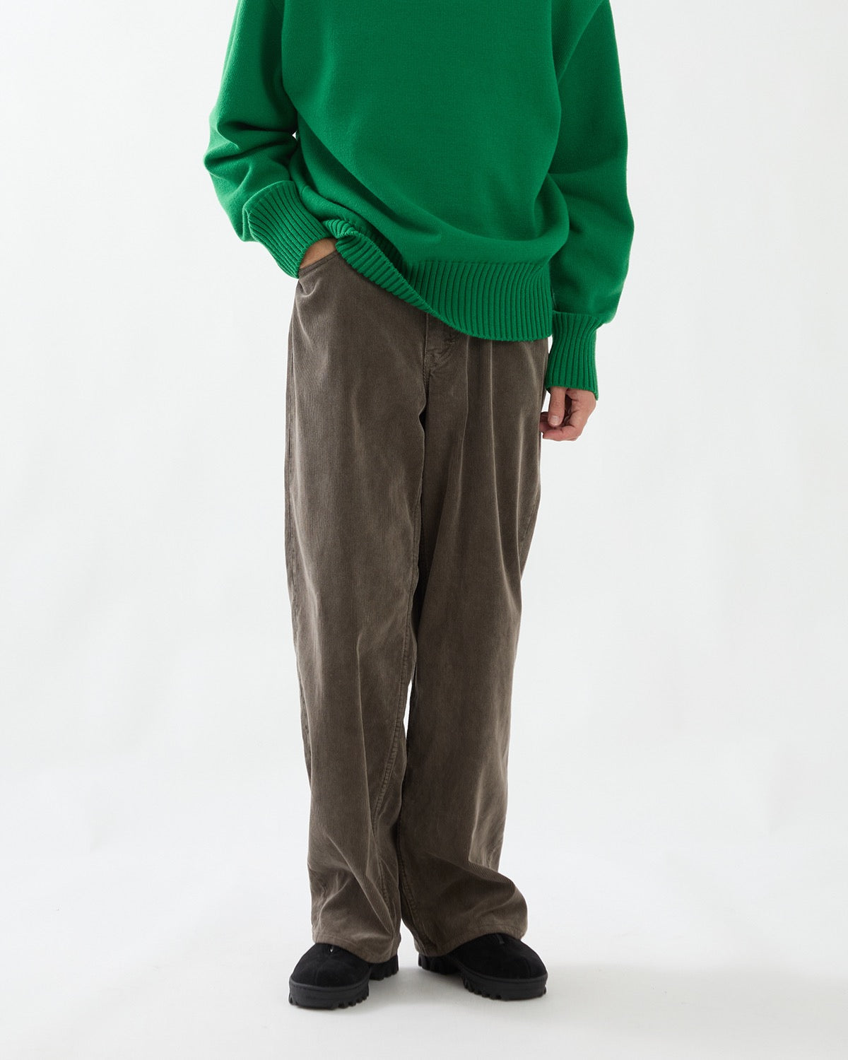 GARMENT-DYED FINX CORDUROY 5P WIDE PANTS